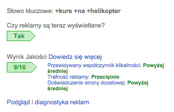 ILUSTRACJA 2. Informacje dotycza?ce Wyniku Jakos?ci dla słowa kluczowego