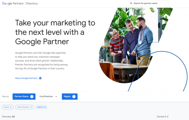 Wyszukiwarka Partnerów Google (23.03.2022)