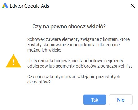 Ostrzeżenie dotyczące kopiowania i wklejania na wielu kontach