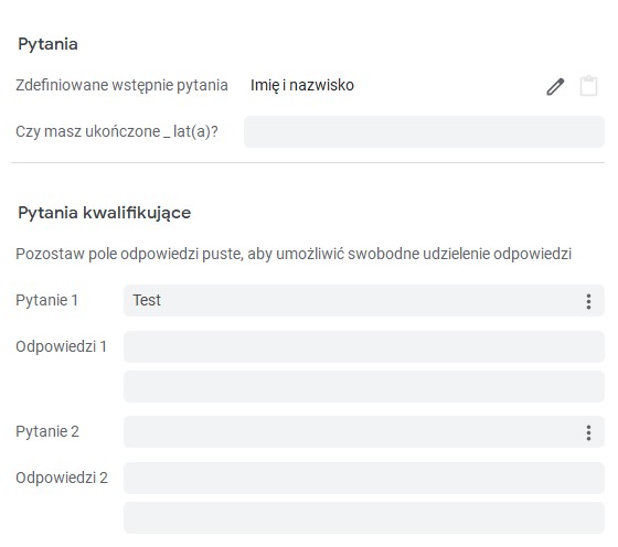 Formularz kontaktowy: pytania niestandardowe, pytanie dotyczące wieku