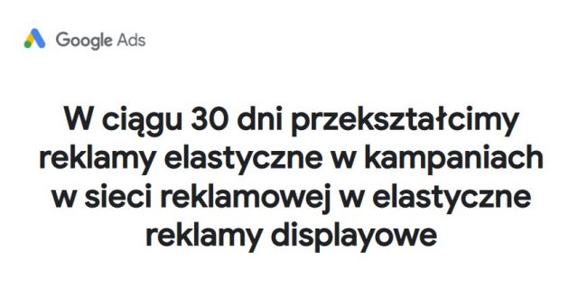 Automatyczne przekształcenie reklam elastycznych w sieci reklamowej w elastyczne reklamy displayowe (RDA)