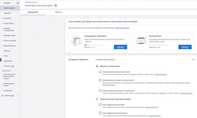 ułatwienie zarządzania automatycznie stosowanymi rekomendacjami
