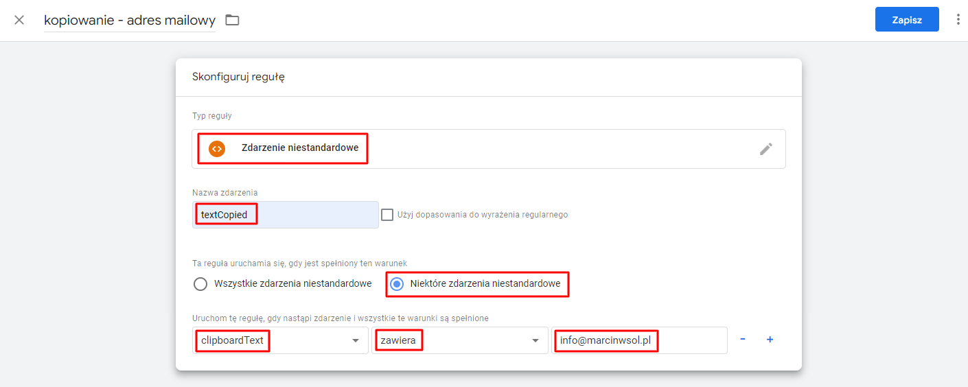Śledzenie kopiowania elementów tekstowych - jak ustawić