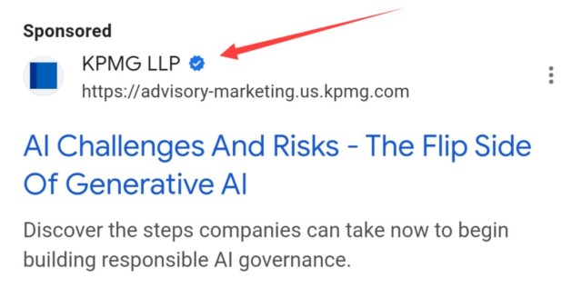 Oznaczenie zweryfikowanych reklamodawców w reklamach Google Ads