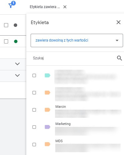 Filtry Google Ads - praktyczne przykłady - etykiety