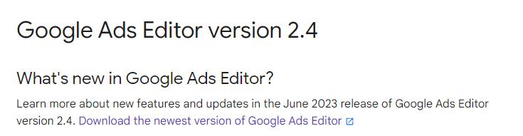 Nowa wersja Edytora Google Ads - 2.4