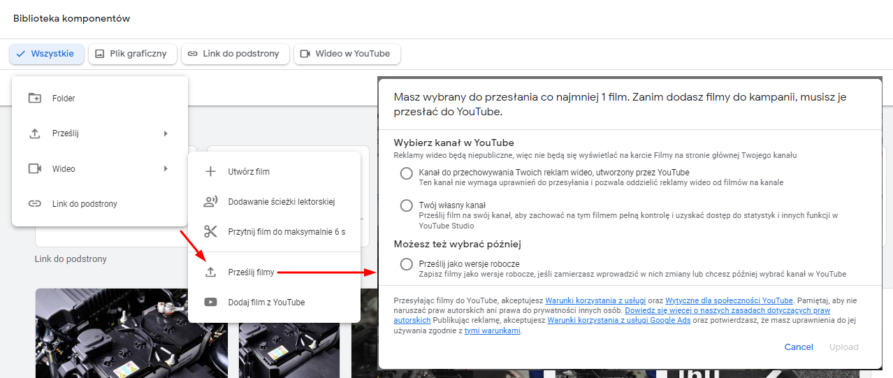 Możliwość dodania video bezpośrednio do biblioteki komponentów