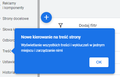 Nowe kierowanie na treść strony