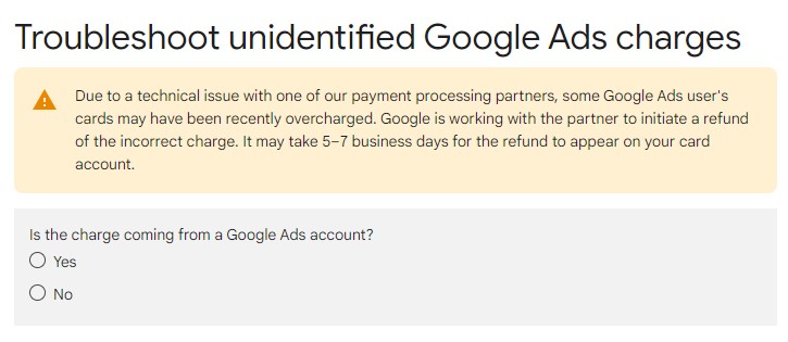 Nieprawidłowe obciążenia konta Google Ads