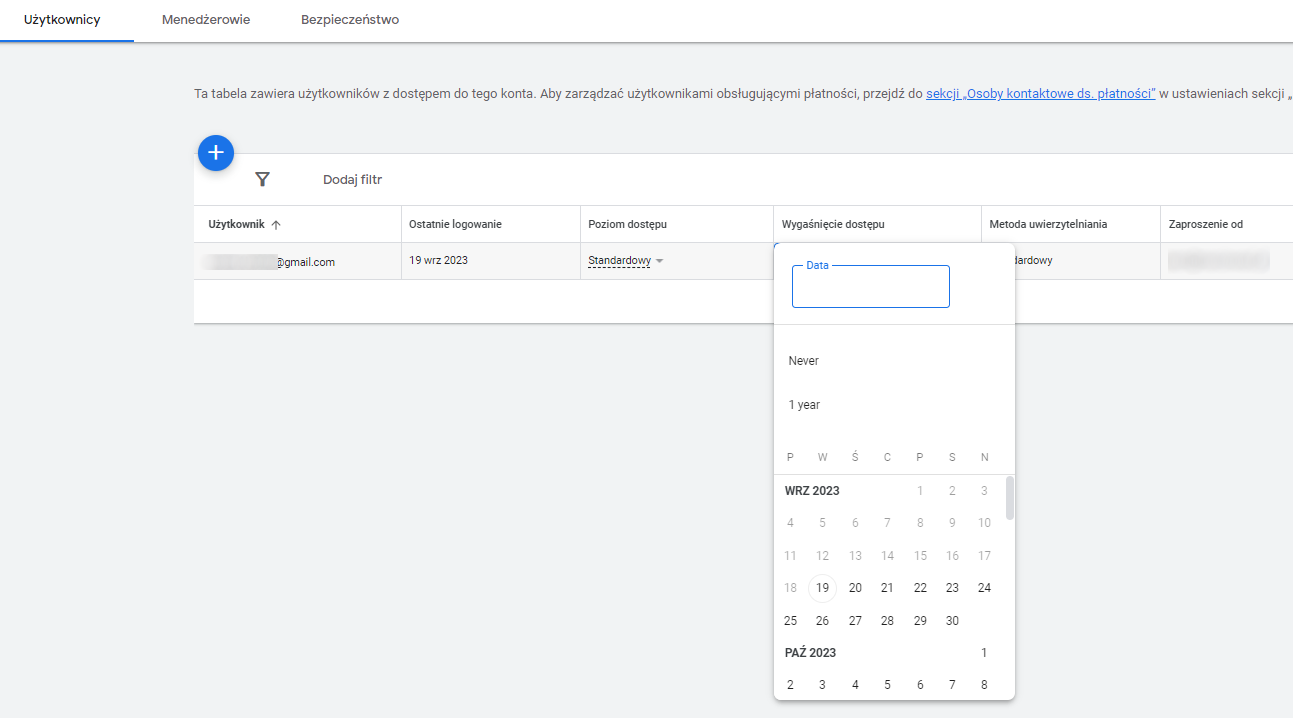 Wygaśnięcie dostępu - nowa opcja w Google Ads