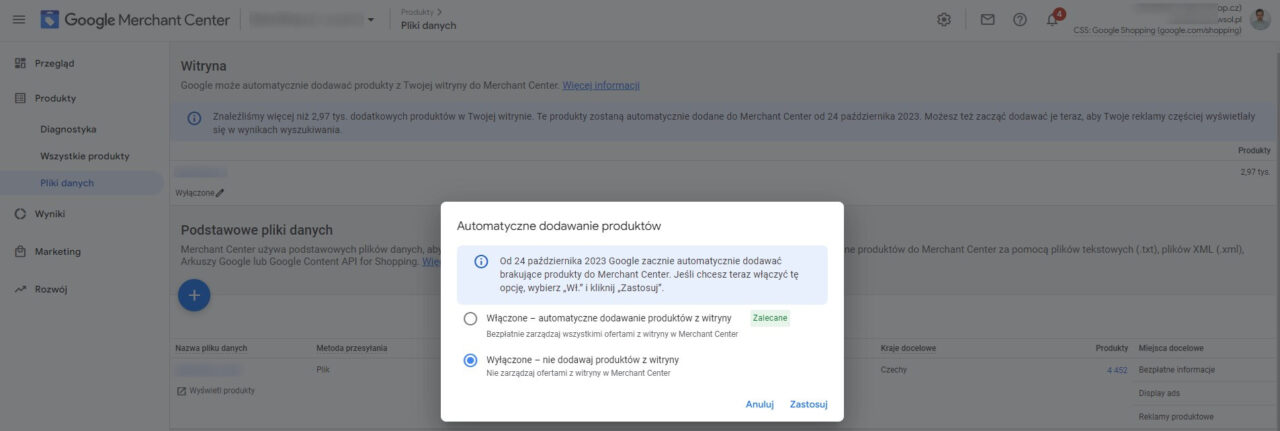 Automatyczne dodawanie produktów w Google Merchant Center