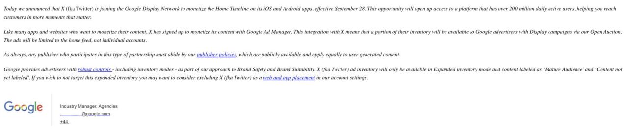 „X” (Twitter) dołącza do sieci reklamowej Google