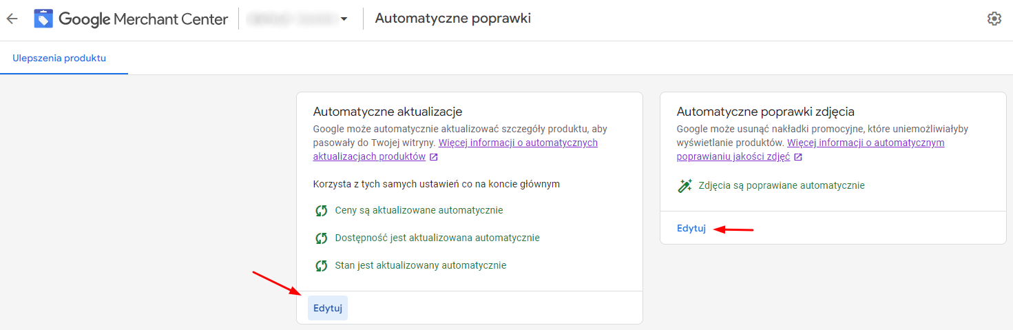Automatyczne poprawki w Google Merchant Center