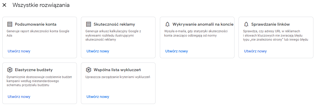 Nowa zakładka - Rozwiązania