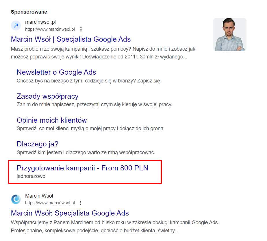 Rozszerzenia cen w formie linków do podstron