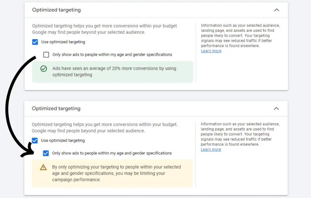 Zoptymalizowane kierowanie z ograniczeniem wiekowym i płciowym
