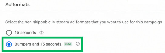 Nowy format reklam: Bumper + 15 sekund (BETA)