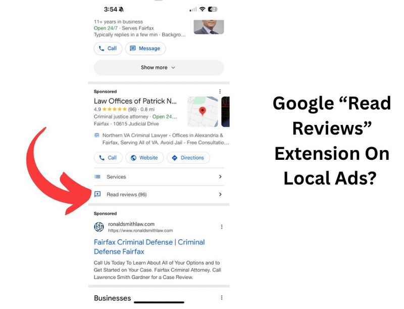 Rozszerzenie „Read Reviews” w lokalnych reklamach