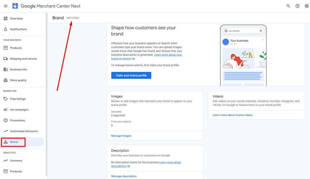 Nowa zakładka „Brand” w Google Merchant Center Next