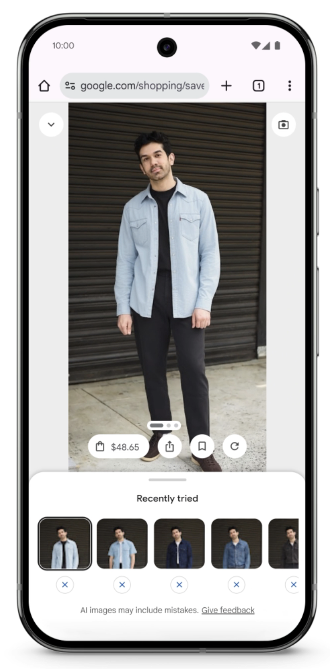 Nowa opcja w Google Zakupy - try it on