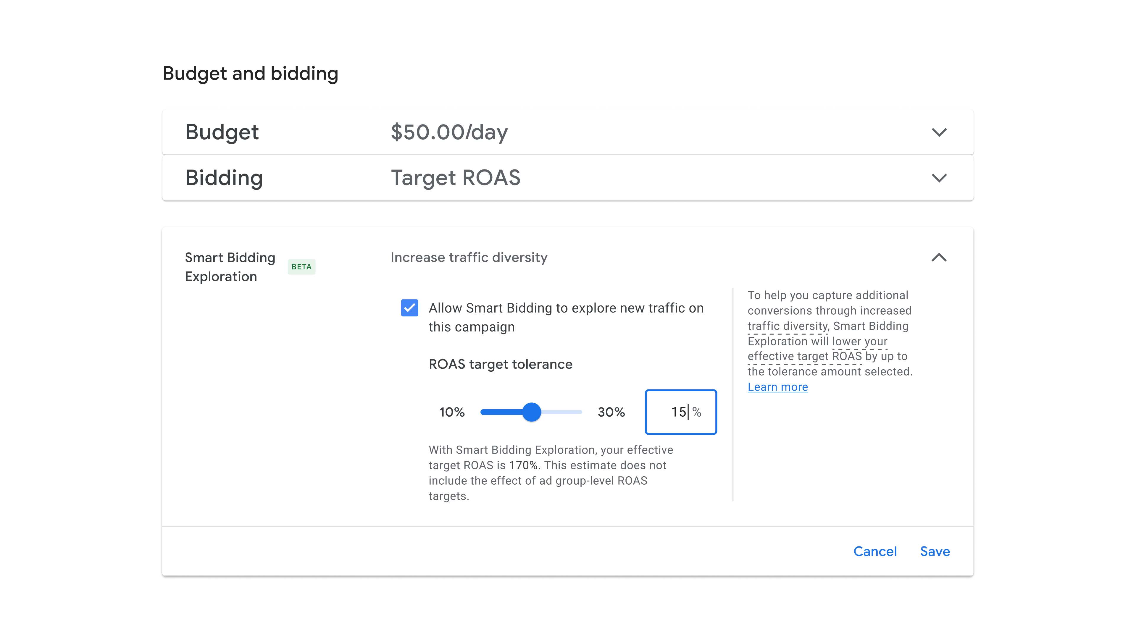 Smart Bidding Exploration