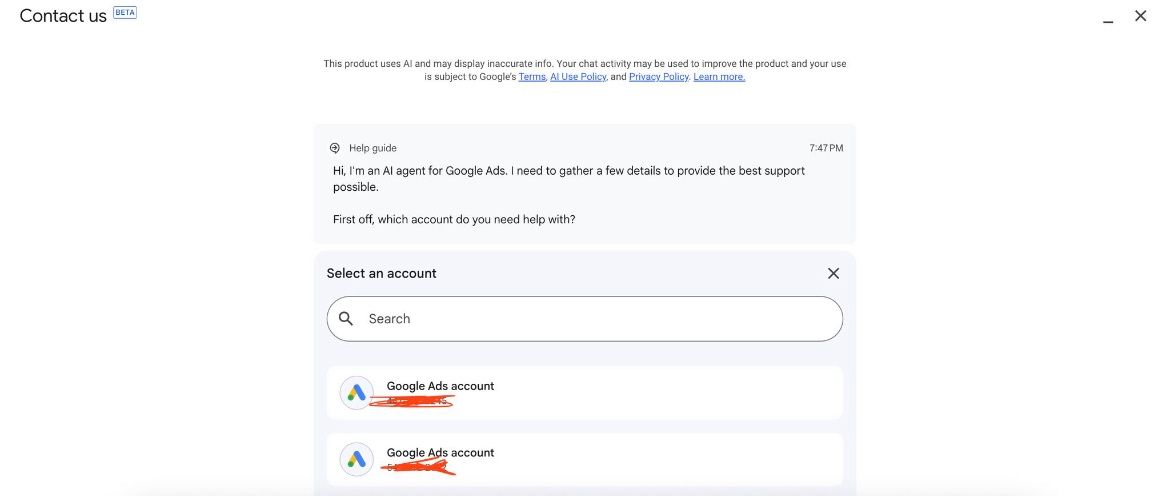 Nowy interfejs „Contact Us” (Beta) w Google Ads