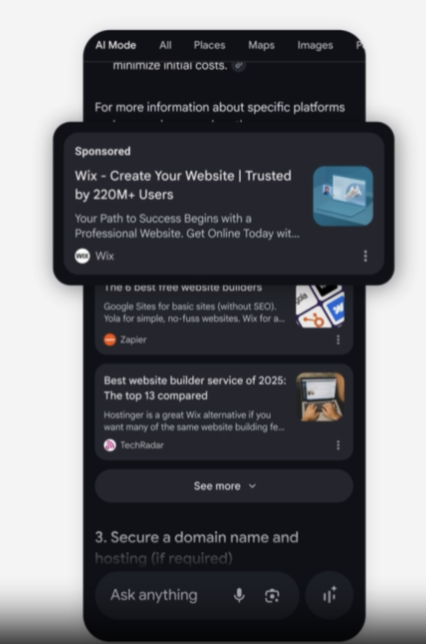 Nowe formaty reklamowe w AI Overviews i AI Mode