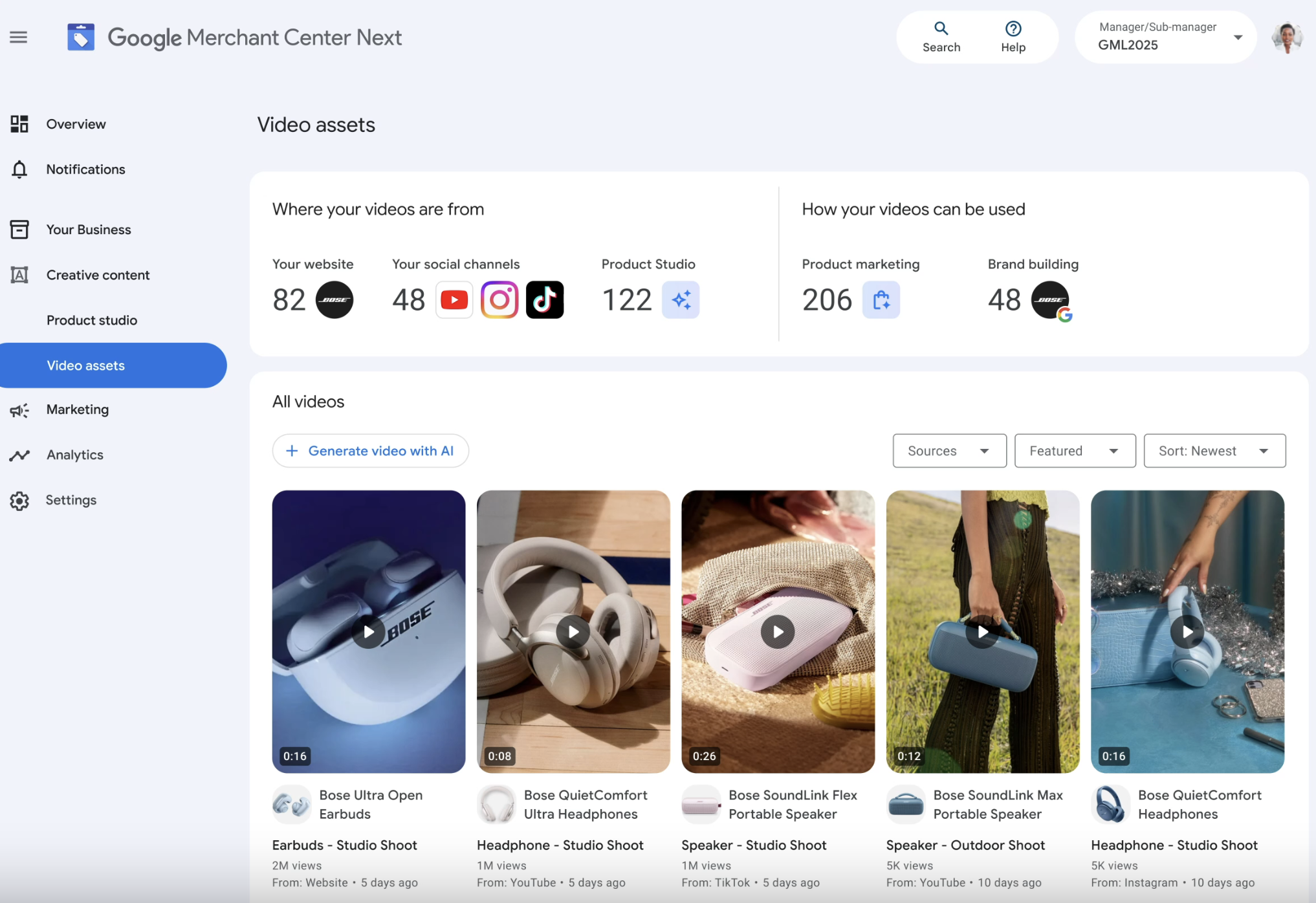 Video Intelligence w Merchant Center
