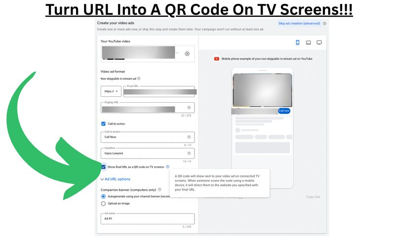 Przekształcenie docelowego adresu URL reklamy w kod QR