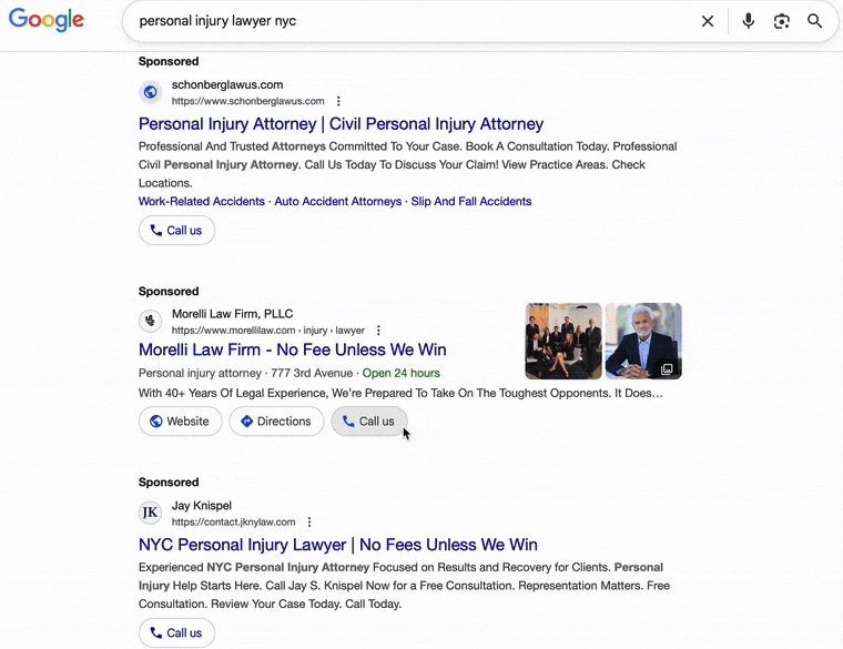 Google testuje różne kolory i kształty przycisków zasobów w reklamach w wyszukiwarce