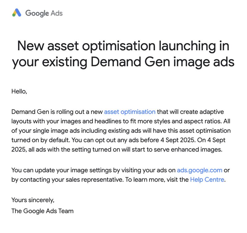 Nowa funkcja Asset Optimisation w kampaniach Demand Gen