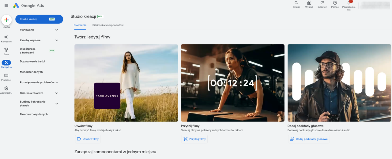 Nowe narzędzie w Google Ads - Studio kreacji