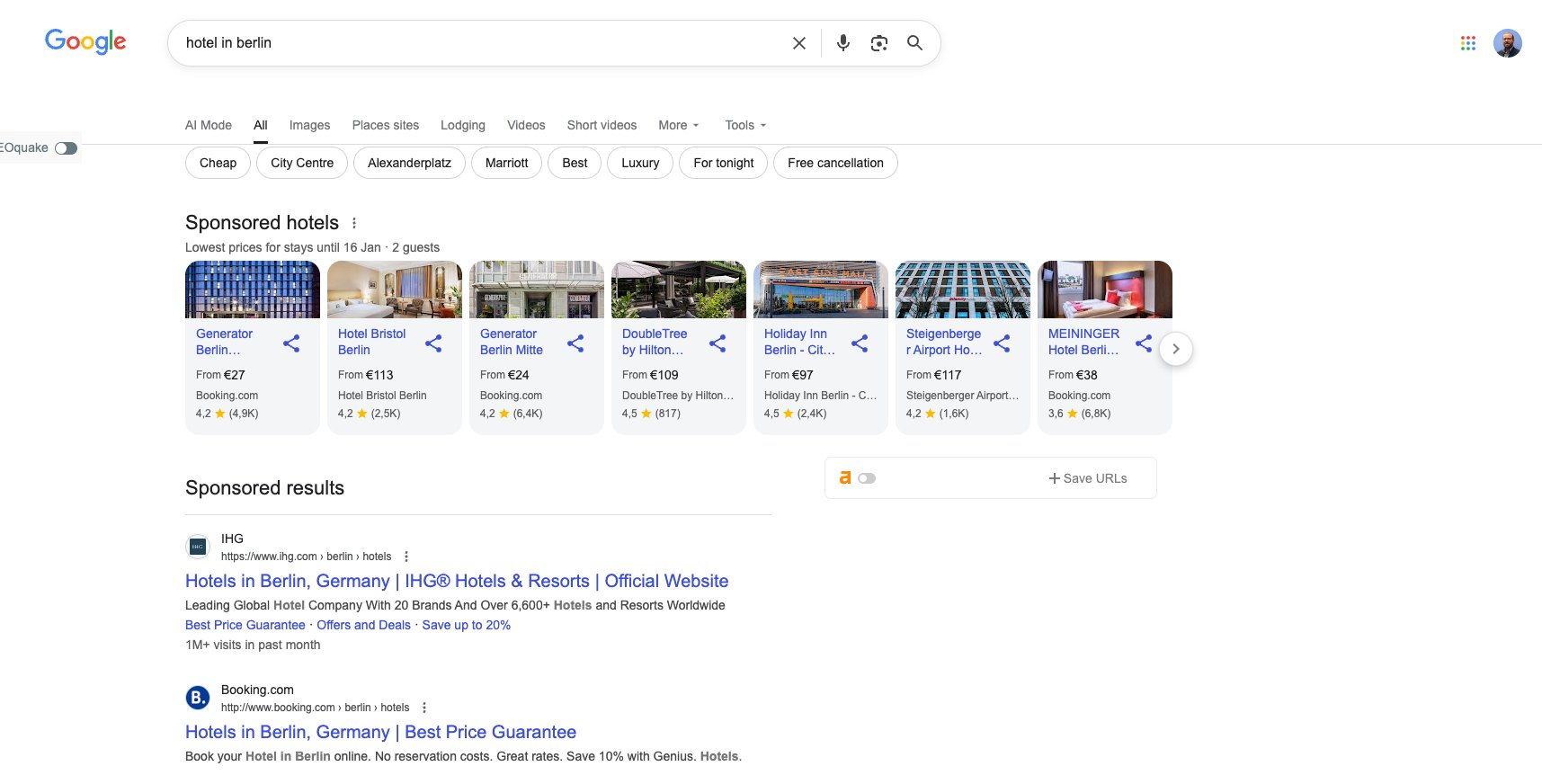 Google Ads testuje ikonę udostępniania w reklamach hotelowych