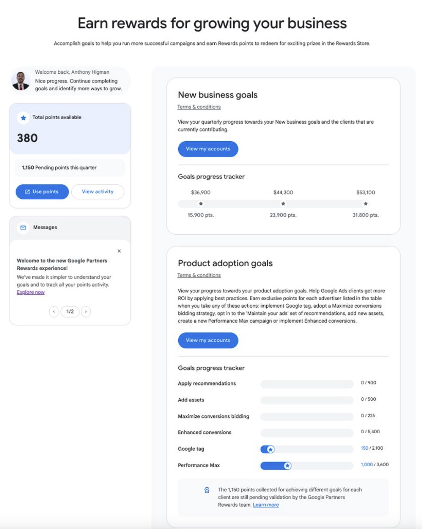 Nowy wygląd Google Partners Rewards