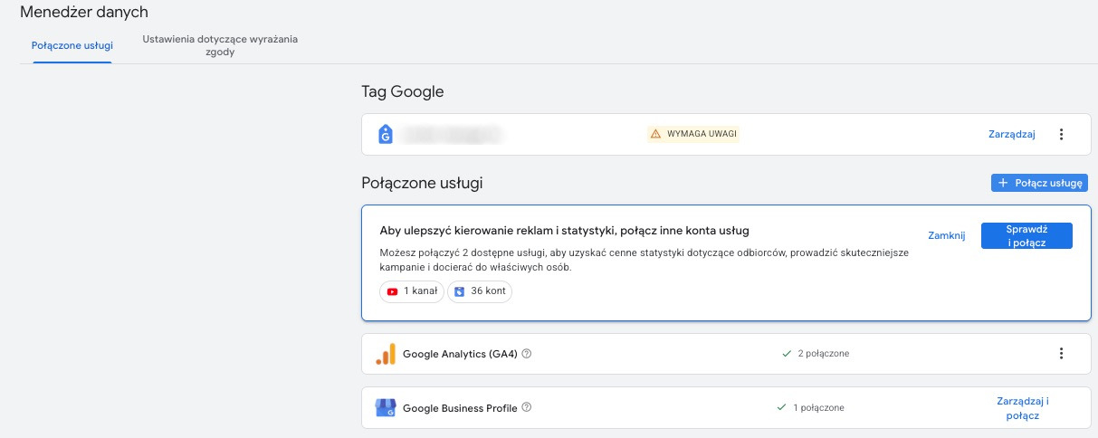 Menedżer danych w Google Ads podpowiada integracje