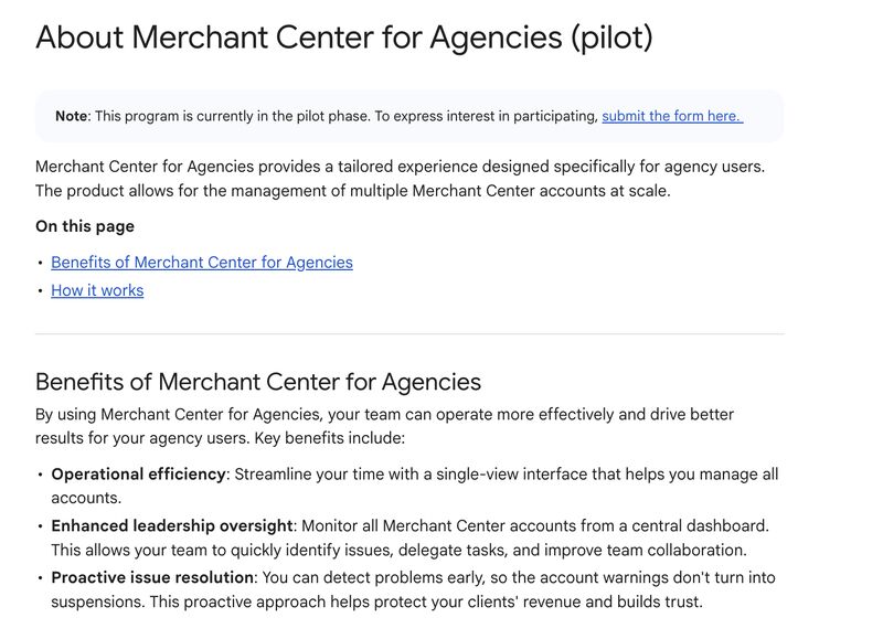 Merchant Center for Agencies wchodzi w fazę pilotażu