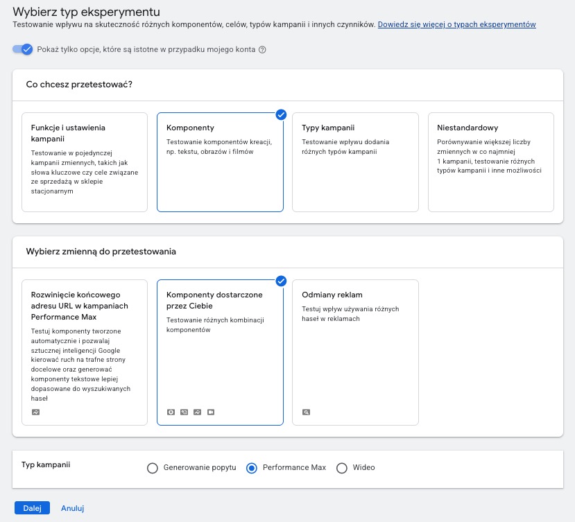Performance Max z wbudowanymi testami A/B dla kreacji