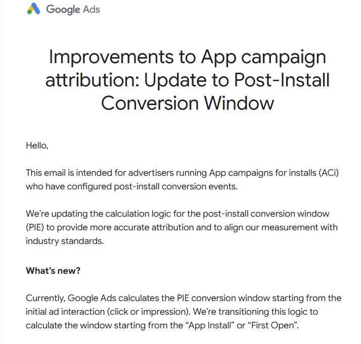 Google zmienia sposób atrybucji konwersji w kampaniach aplikacji