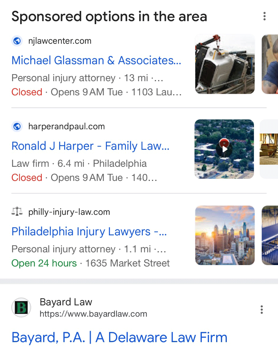 Nowa etykieta w Google Ads „Sponsored options in the area”