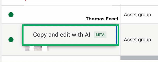 "Copy and edit with AI” w Performance Max