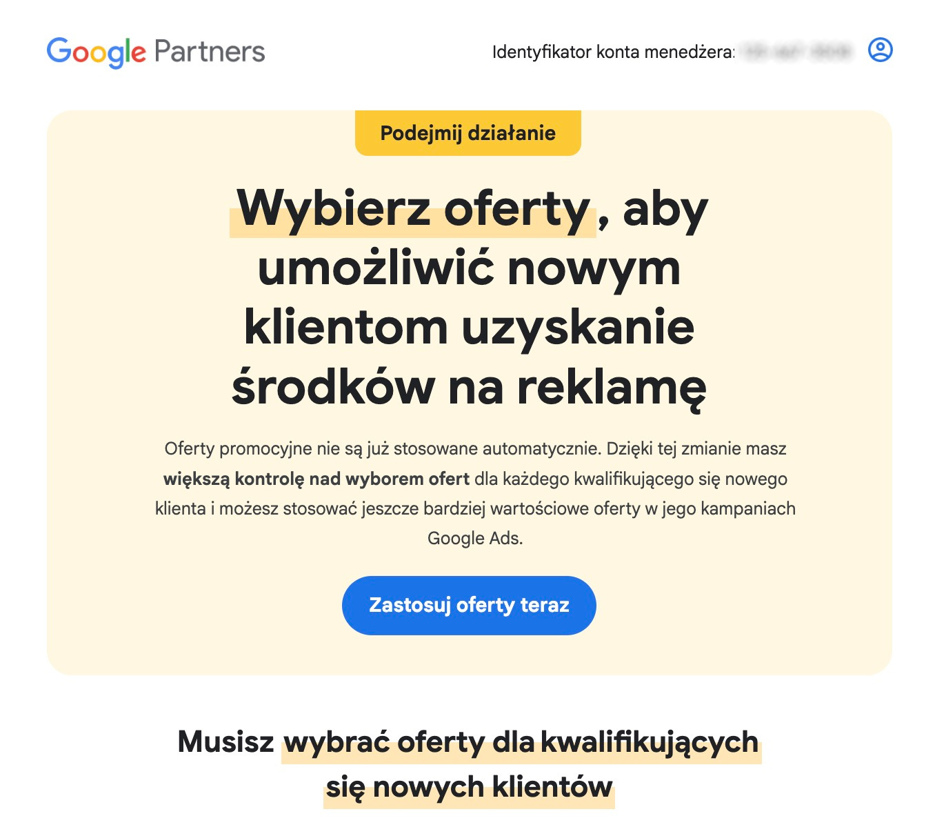 Nowy sposób przyznawania ofert promocyjnych w Google Ads