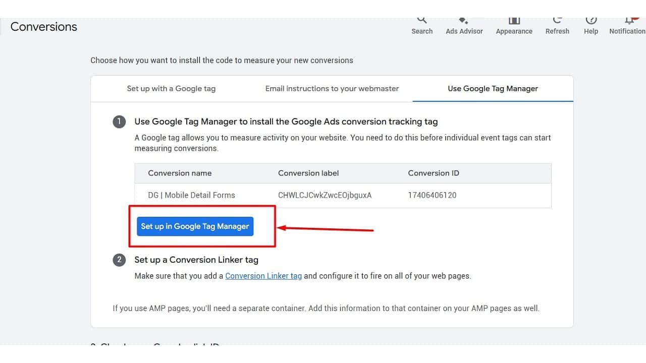 Integracja konwersji Google Ads z GTM bezpośrednio z panelu