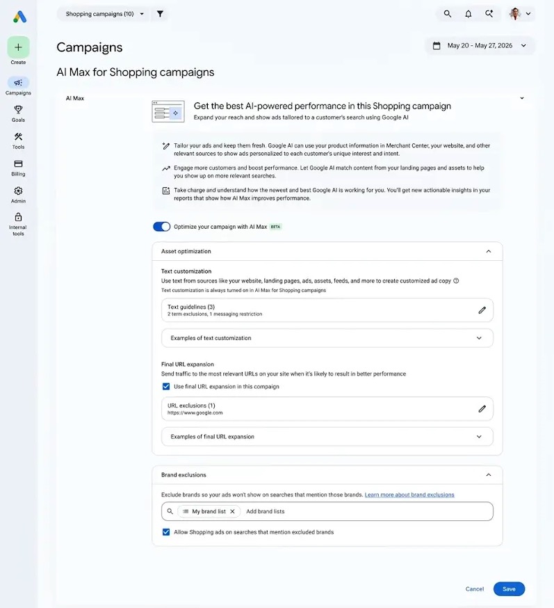 AI Max dla kampanii produktowych
