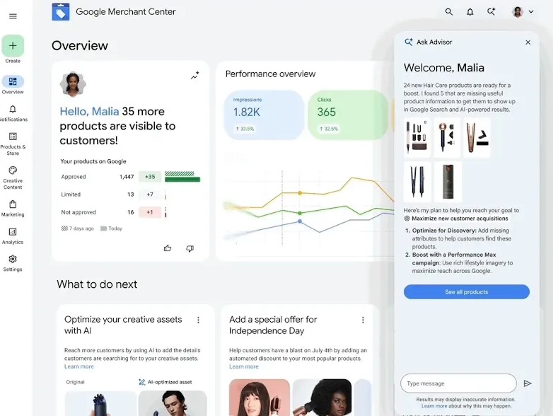 Ask Advisor w Merchant Center