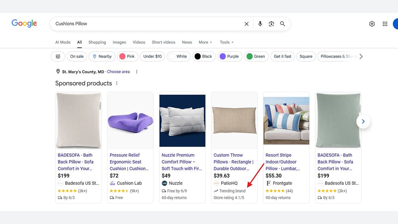 Etykieta Trending Brand w reklamach produktowych