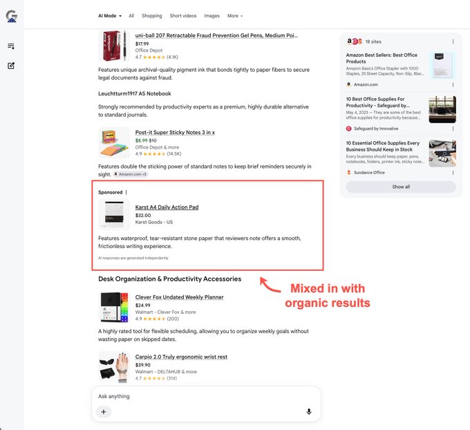 Nowe formaty reklam produktowych w AI Mode