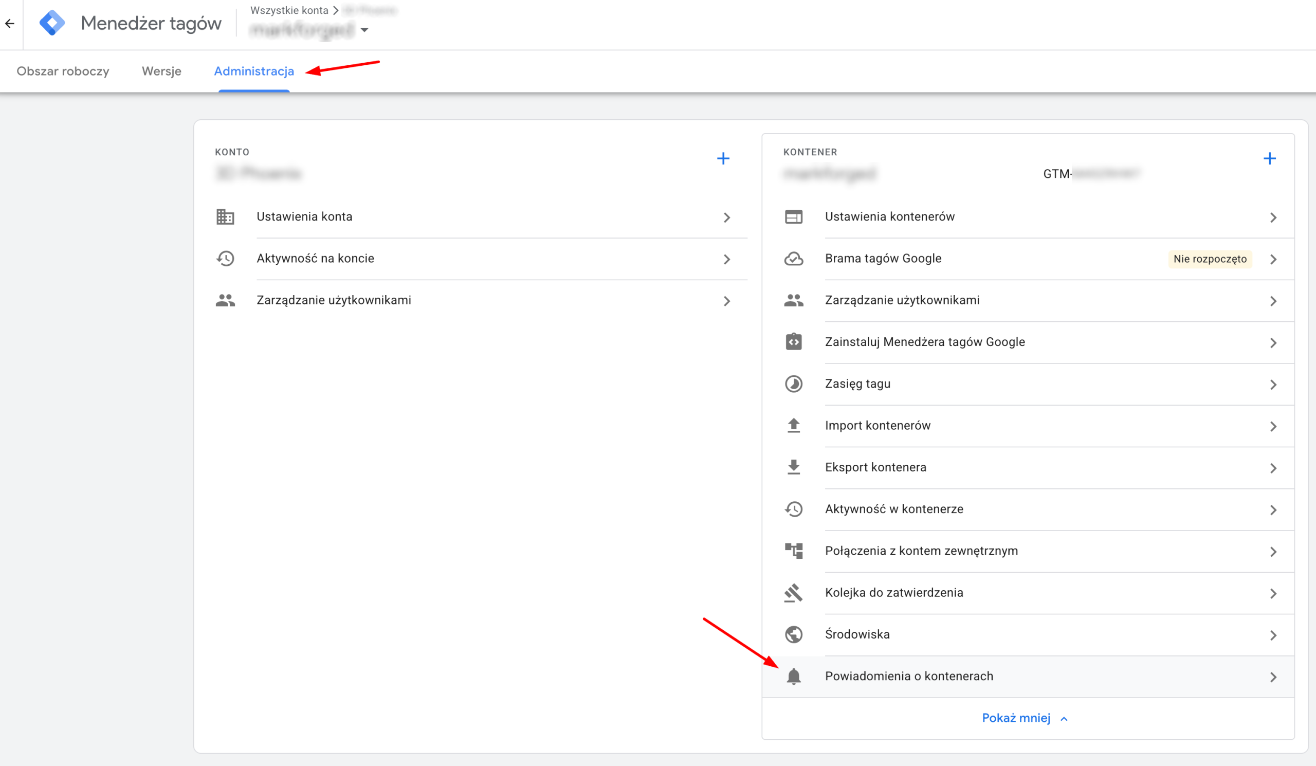 Jak włączyć powiadomienia o zmianach w Google Tag Managerze?