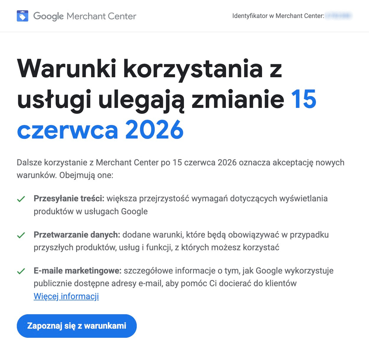 Google aktualizuje warunki korzystania z Merchant Center