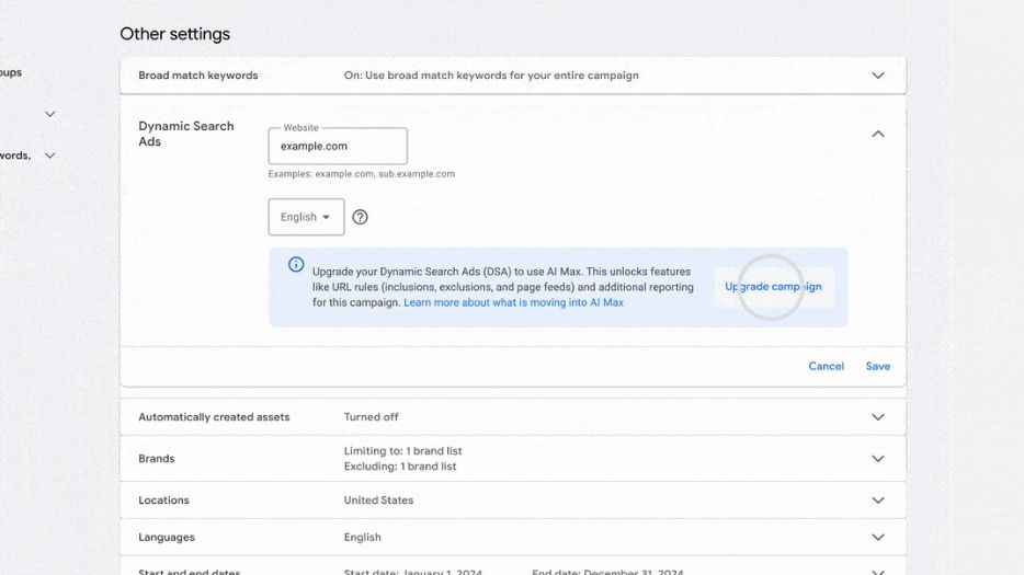 Google opóźnia migrację DSA do AI Max i przywraca możliwość tworzenia nowych kampanii