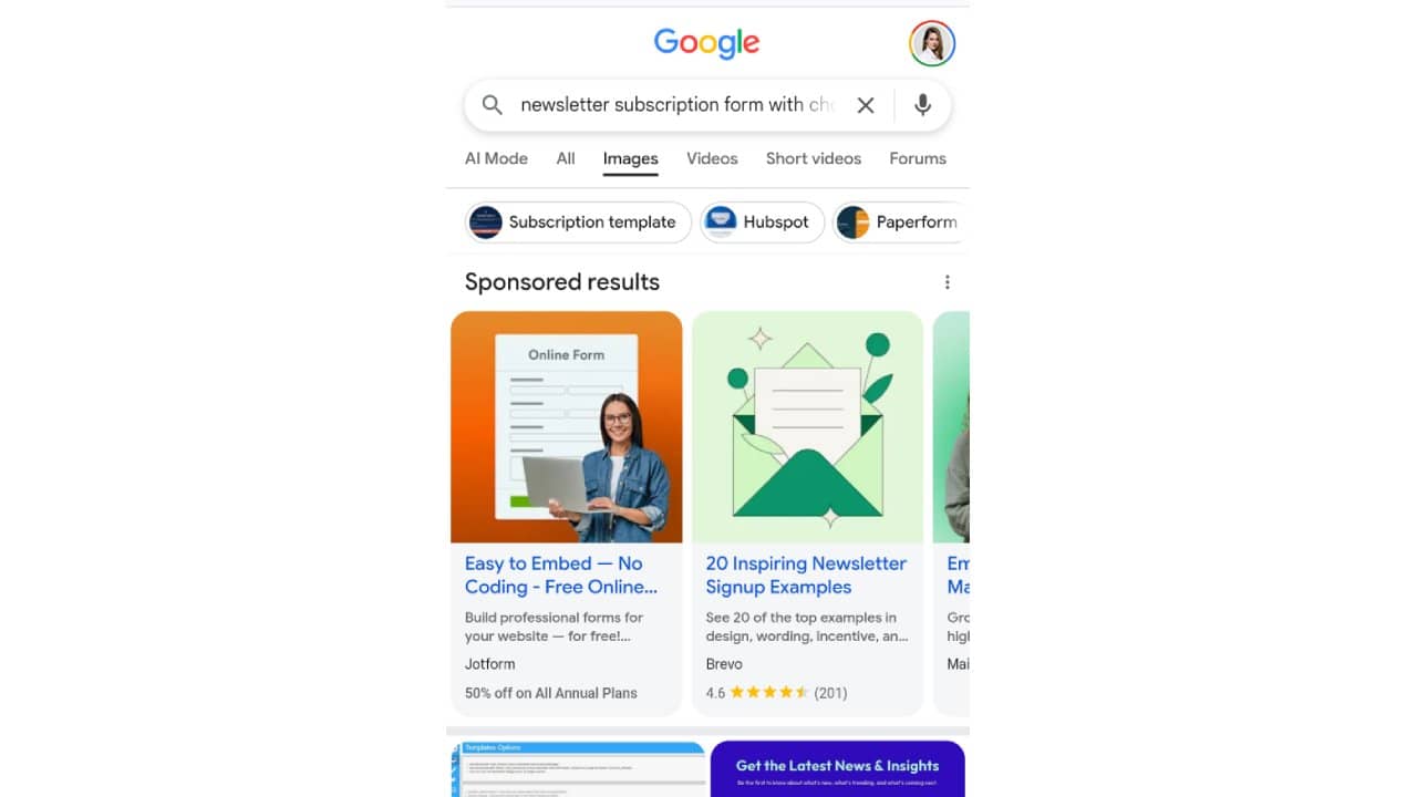 Google testuje sponsorowaną karuzelę kart w zakładce Grafika